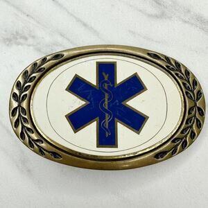 Vintage Heritage Buckles Solid Brass Star of Life Medical EMS Buckle ✨